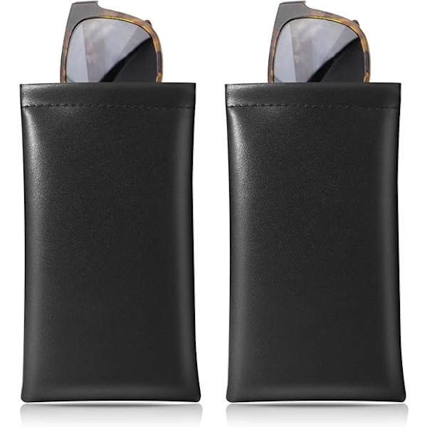 Glasögonfodral (2-pack), Portabelt Mjukt Solglasögonfodral i Läder för