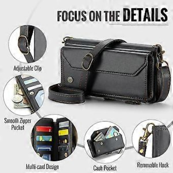 Crossbody Plånboksfodral för Samsung Galaxy S24 Ultra, Magnetiskt Flip Kortfodral Läderfodral med Dragkedja för Kvinnor (Grön)