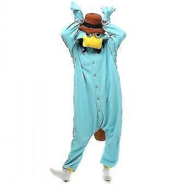 Unisex Perry E Platypus Costumes Onesies Monster Cosplay Pajamas Adult Pyjamas Animal Sleepwear Jumpsuit Z (L*platypus Black)