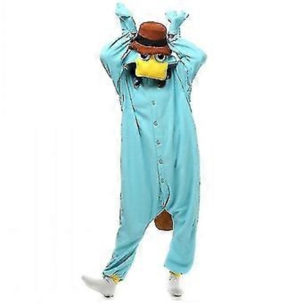 Unisex Perry E Platypus Kostymer Onesies Monster Cosplay Pyjamas Vuxen Pyjamas Djursovkläder Jumpsuit Z (S*platypus Sky Blue)