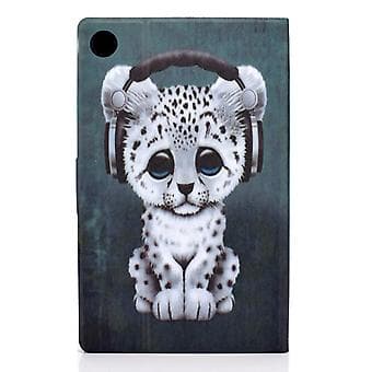 Lærtablettveske for Samsung Galaxy Tab A9+ (Music Leopard)