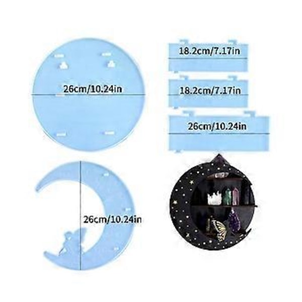 Halloween Opbevaringsreolforme DIY Håndværksforme Måneformet Væghængende Epoxy Støbeform Ornamentforme til DIY Håndværk (Hylende ulv)
