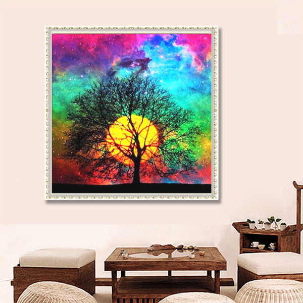 30 x 40 cm ,arbre de vie lune combinaison Diamond Painting Brod