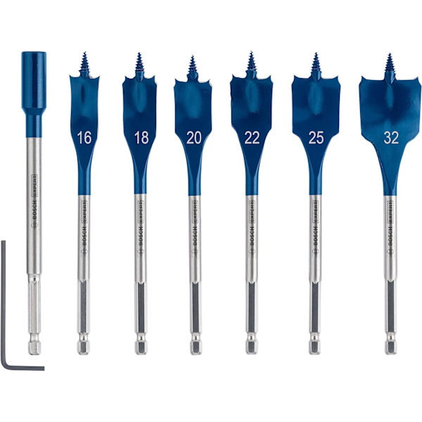 Professionell låda med 7x Expert SelfCut Speed ​​planbits (för barrträ, spånskiva, Ø 16-32 mm, Impact