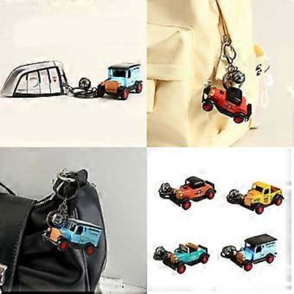 Retrotyylinen miniauto-riipus avaimenperä autoharrastajille, ihanteellinen ainutlaatuinen lahja tai tyylikäs laukkukoru Punainen (Punainen)