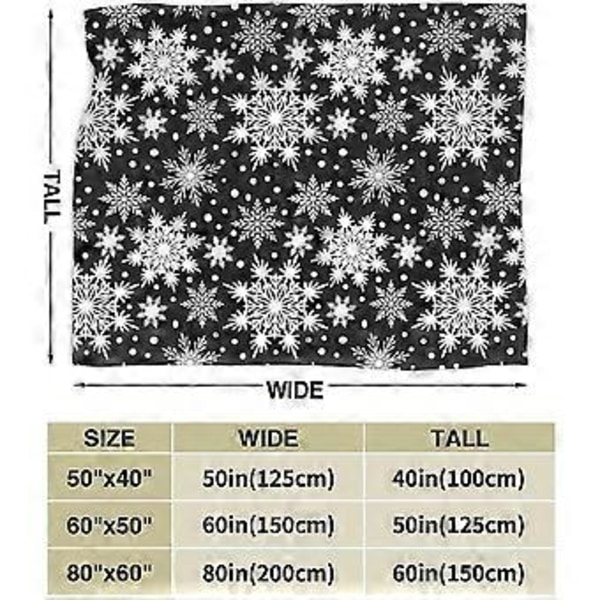 Vinter Snefnug Sort Dækken Super Blødt Varmt Fire Sæsoner Julepynt Ulddækken Til Seng Stol Bil Sofa Soveværelse 152,4 cm X 127,7 cm