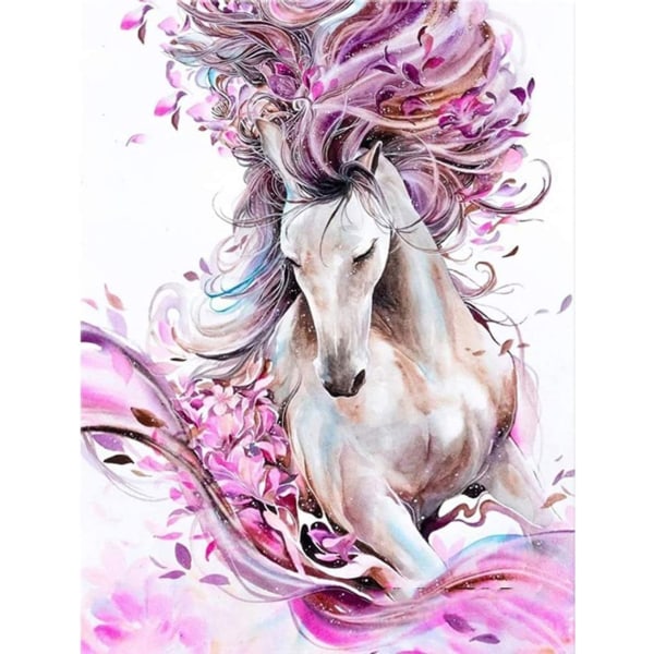 ( 40 x 50 cm) Diamond painting Full Round Kit, Pink Horse, Dia