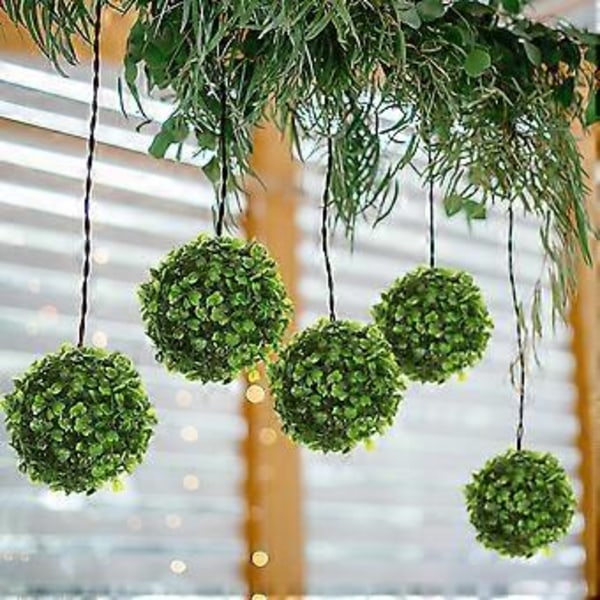 6 stk Simulert Graskule Plast Graskule Kunstig Blomsteroppsats Ornament Falsk Plantekule for Hjem Hage Bryllup 10cm