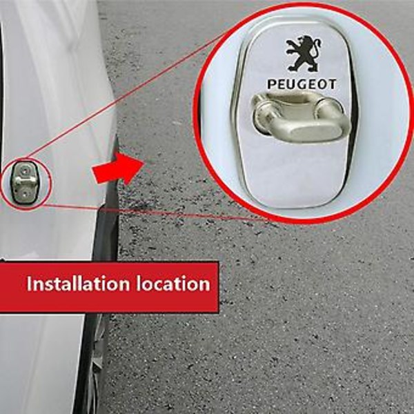 Dørlåskasse Striker Cover, For Peugeot 207 508 301 308 408, Bilbeskyttelsestilbehør, 4 stk, sølv