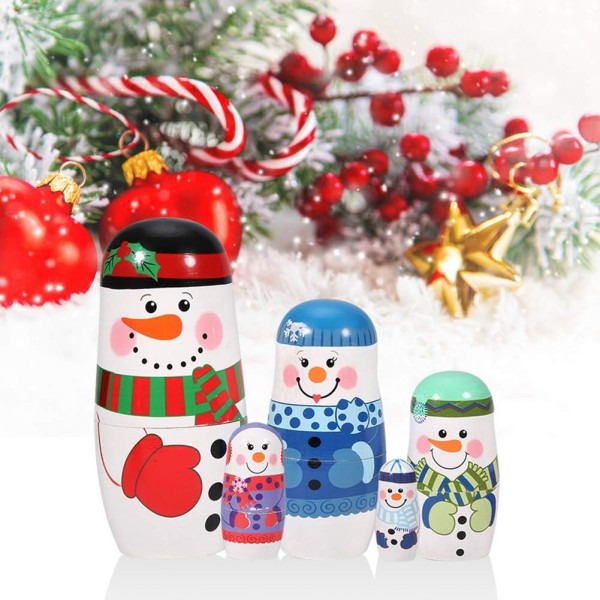 Nesting Dolls, 5 Pieces Christmas Nesting Dolls Russian Nesting D