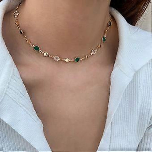 Iøjnefaldende farverig krystal halskæde rhinsten lange kvaster choker til stilfulde damer håndlavet festtilbehør (farverig sølv 2)