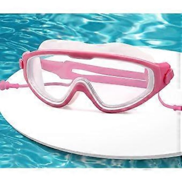 Svømmebriller for barn, jenter og gutter, vanntette dykkermasker, anti-dugg, UV-beskyttelse, knussikre, lekkasjefrie - hvit og rosa