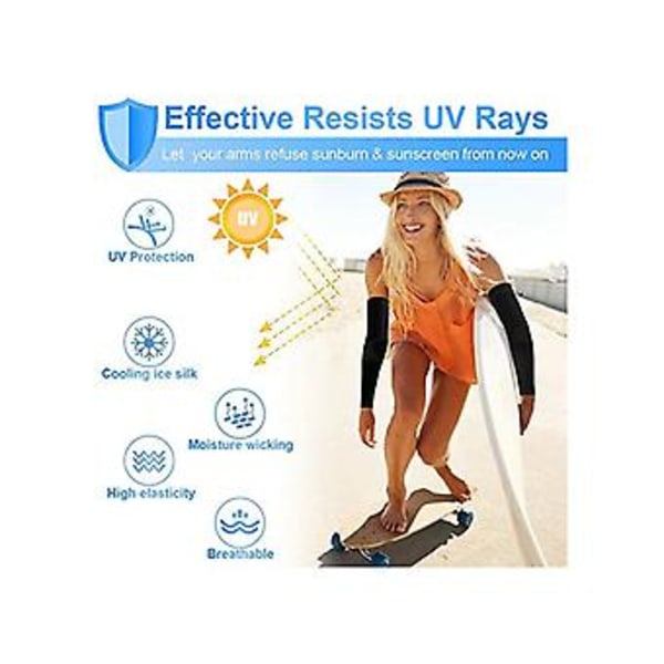 Auringon UV-suojaavat viilentävät hihat - Kompressiohihat käsivarren tatuoinnin peittämiseen - Musta HIASDFLS