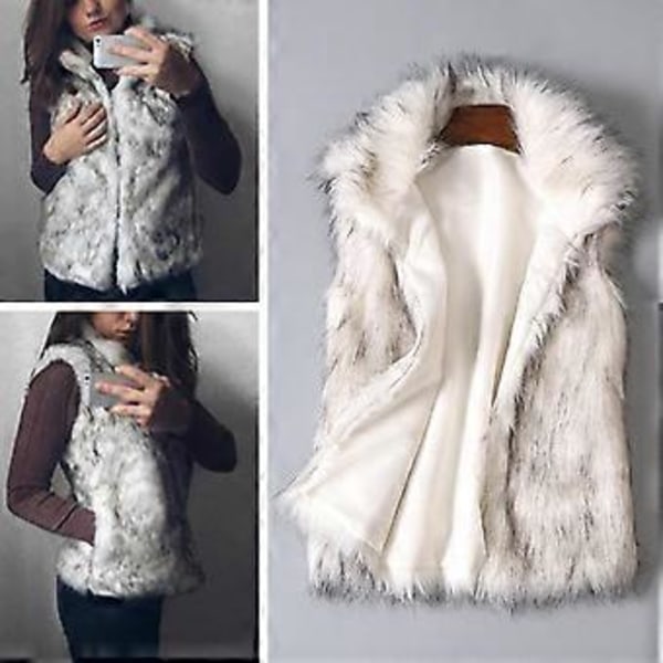 Dam Västs Knappar Knappslå Köldtålig Lös Höst Vinter Förtjockad Fuskpäls Västs Vardagskläder (2XL)