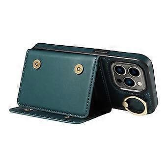 007 Til iPhone 13 Pro Etui Læder+TPU Telefoncover med Ringholder Kortpladser (Stil C)
