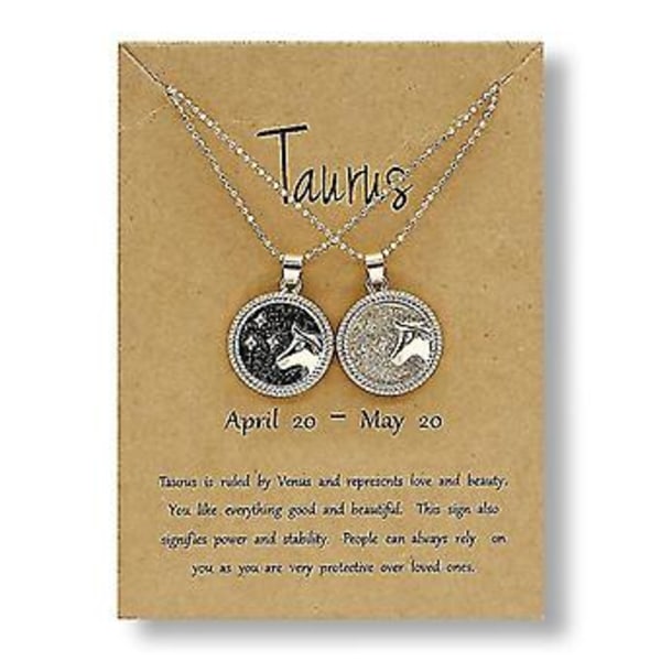 2 Pcs/set   Sign Coin Chain Pendant Necklace Birthday Couple Jewelry ( 4 Taurus)