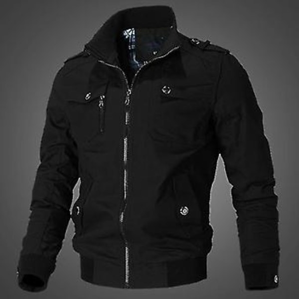 Militær Mode Casual Jakke Mænd Forår Efterår Udendørs Åndbar Taktisk Vindjakke Pilot Vindtæt Bomber Tøj (sort XXXL)
