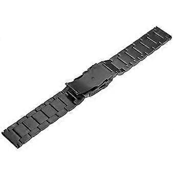 18/20/22/24mm Udskiftelig Dobbeltspænder Rustfrit Stål Armbåndsurrem (20mm Sort)