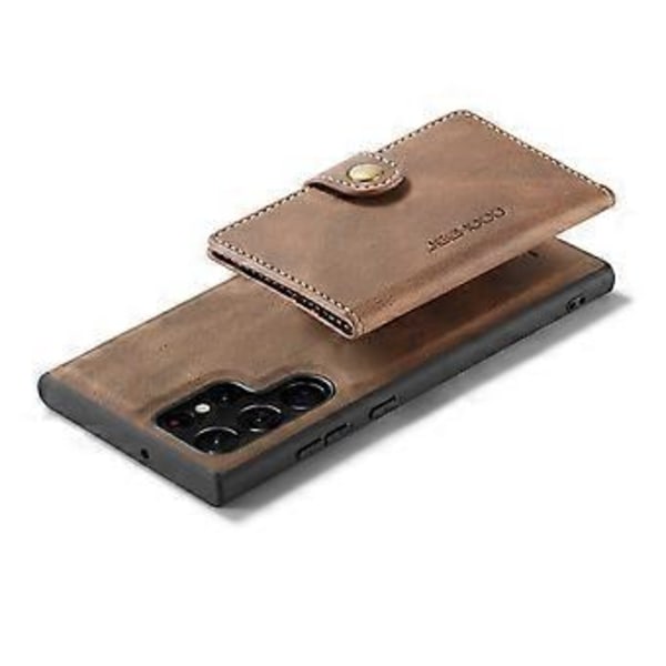 EEHOOD Retro Magnetisk PU-etui til Samsung Galaxy S22 Ultra (Brun)