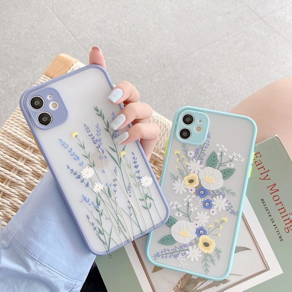 iPhone 13 -kotelo kukka-aiheisella kirkkaalla ja mattapintaisella PC-takakannella, tytöille ja naisille