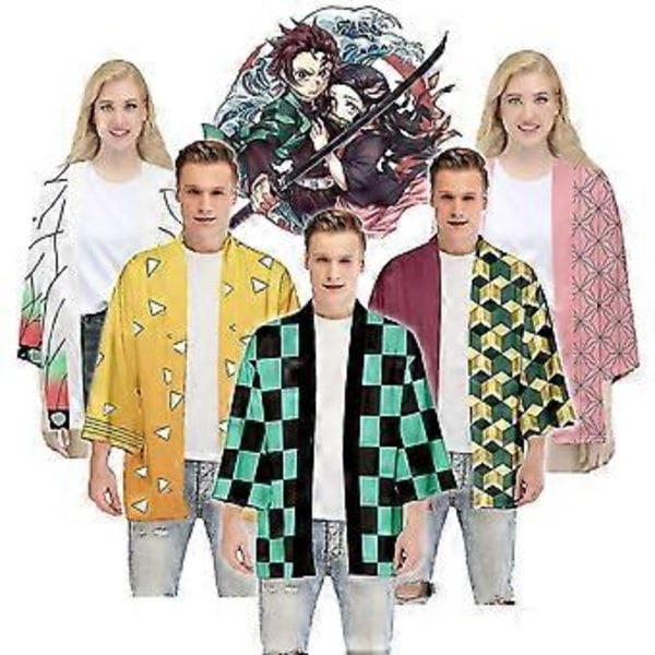 Lasten Anime Demon Slayer Cosplay Aikuinen Tanjirou Nezuko Yläosa Kimono Cape V (2XL Kamado Tanjirou)