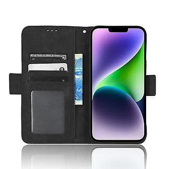 Læder Telefonetui med Kortlommer til iPhone 15 Plus (Sort)
