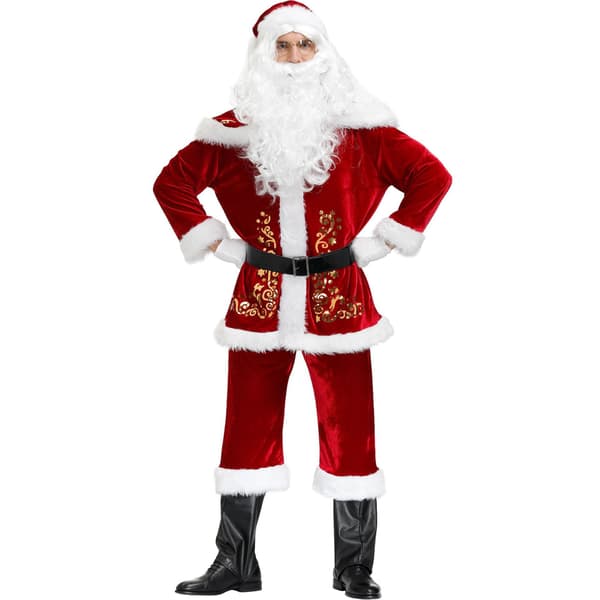 Julekostumesæt til mænd, Julemandskostume, Rollespils juleuniformsæt L
