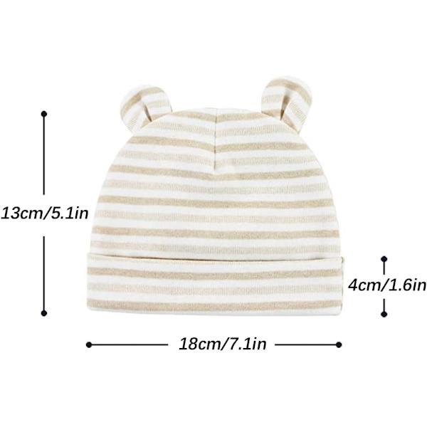 2-pack aprikos, beige nyfödd sjukhusmössa 0-6 månader björnöron B
