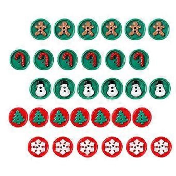 50 stk. juleharpiksknapper DIY-tilbehør Snemand Juletræ Snefnug Dekorationsknapper