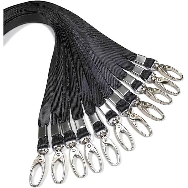 50 stk. Lanyards Sorte Lanyard til ID-kort Nylon Lanyard Bulk Cli