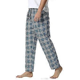 Herreternet Bomulds Pyjamasbukser/YY(2XL Blå Hvid Gul)