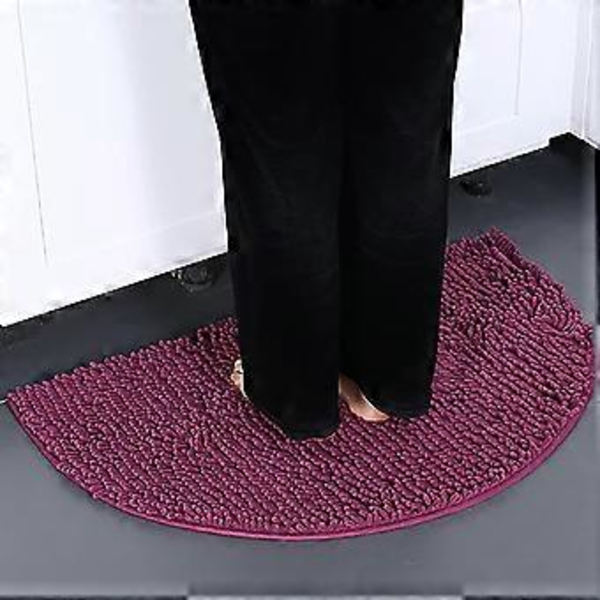 Badrumsmatta 20\"x13\" Halvrund Badrumsmatta Matta Halksäker Vattenabsorberande Snabbtorkande Badrumsmatta för Badrumsgolv Toalett Dusch Lila