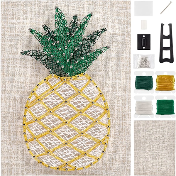 20cmx20cm DIY String Art Kit til begyndere Ananas DIY Kit til voksne teenagere børn Ananas String C