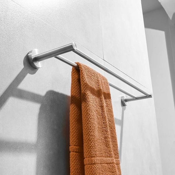 50cm Handduksstång i rostfritt stål, Dubbelarm Badrum Handdukshållare Väggmonterad Hållare Borstad Nickel
