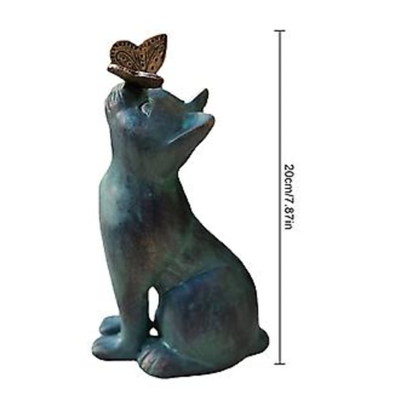 Kattstaty Trädgård Utomhusdekor Kattdjursfigur Blå Resin Prydnad Gåva