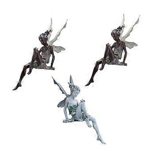3x Sjarmerende Hagefe Figur Dekorasjon Fontene Statue Ornament
