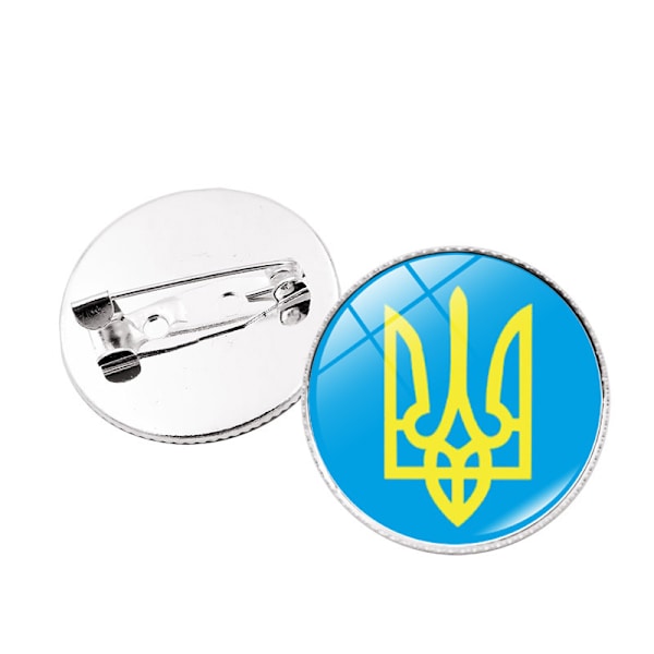 Ukraina Flaggmärke (Fred), Diameter 25mm (Stil 17)