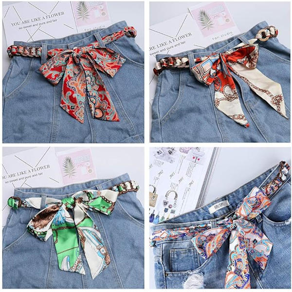 (grön)Färgglad halsduk brett vävt bälte dam dekorativ klänning bälte jeans bälte accessoarer