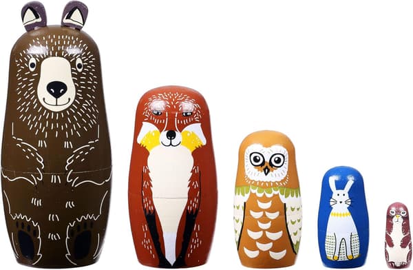 Bjørn Russiske Nesting Dolls Matryoshka Tre Stacking Nested Set 5