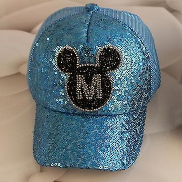 Dreng Pige Mickey Minnie Mus Mesh Paljetter Baseball Cap Justerbar Sommer Hip Hop Hat Børn (Blå)
