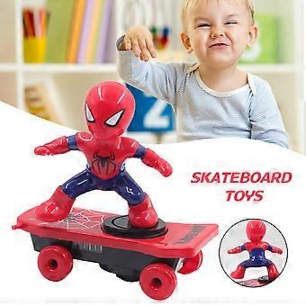 Bump & Go Musikkleketøy Elektrisk Dansende Skateboard Spiderman med Musikk og Lys