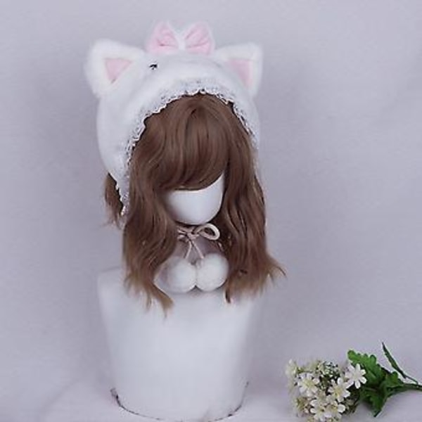 Lolita-hatt Søt For Katteørehette Plussj Kattungehatt Vintervarm For Hundelufting ( )