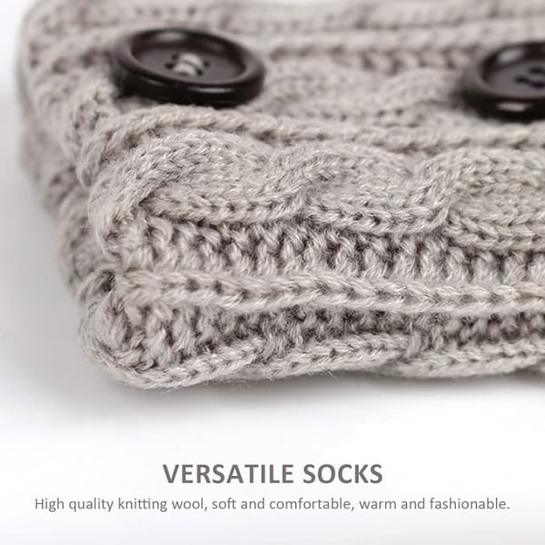 3 Pairs Leg Keep Warm Socks, Clothing Accessories, Knitted Leg Warmers, Leg Covers with Casual Butto