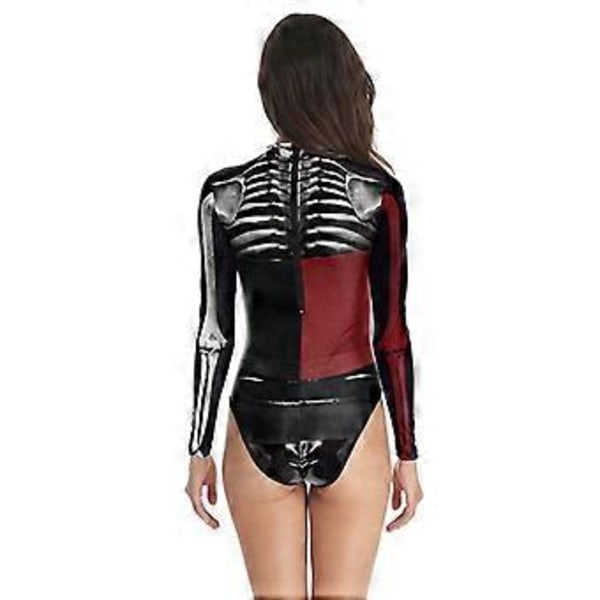 Dam Harley Quinn Cosplay Kostym Skalle Print En-Delad Baddräkt (L-XL)