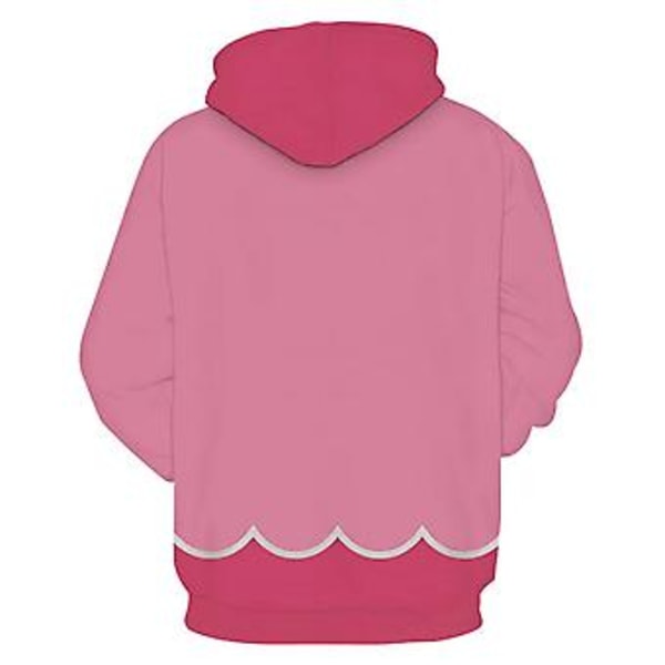 Unisex Mario 3D hettegenser for kvinner og menn, hettegenser, genser, topper, gaver (XL Peach)