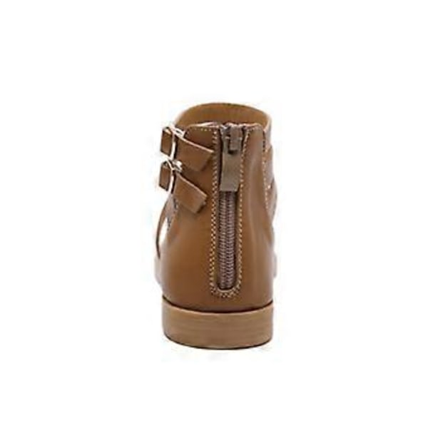 Sommarsandaler för damer, stor storlek, mode dragkedja romerska sandaler (EU 37 Brun)