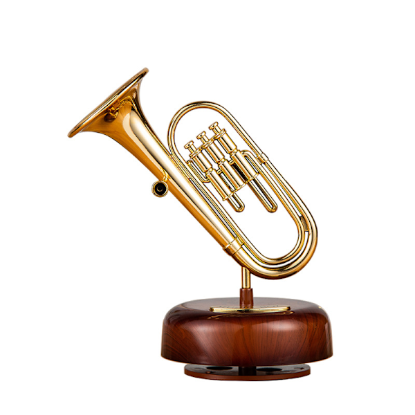Musiklåda Klassisk Trumpet Fransk Staty Vintage Handvevad Mu