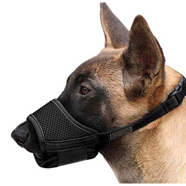 （S, Sort）， Hundemundkurv Justerbar Blød Nylon Hundemundkurv, Anti Bar