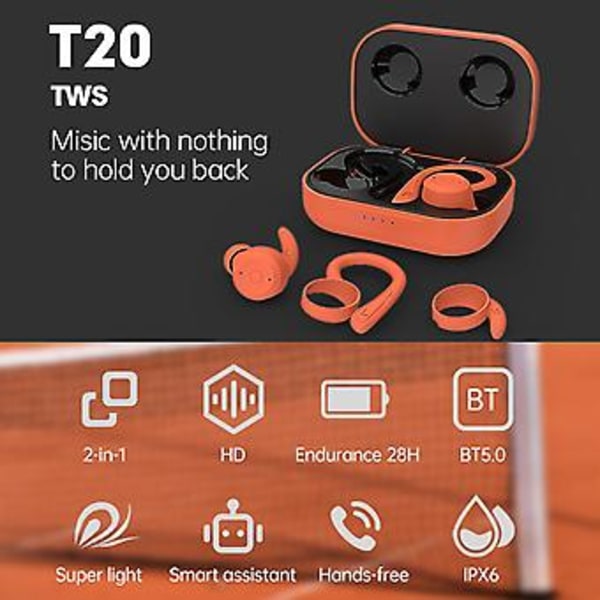 T20 TWS Bluetooth Langattomat IPX6 Urheilukuulokkeet (Vaaleanpunainen)
