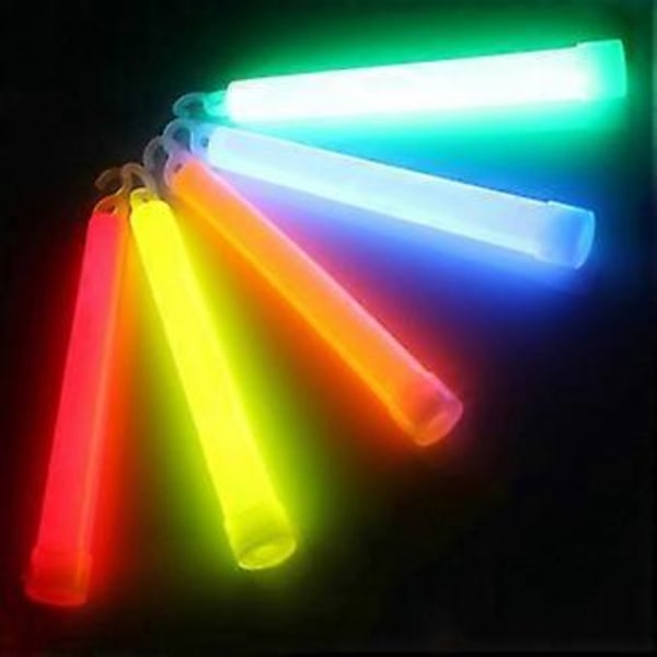 10 stk. 15 cm Glowsticks med Krok, Tykke, Flat Bunn, Lysende Stavere, Turutstyr, Festartikler (Fargemiks)